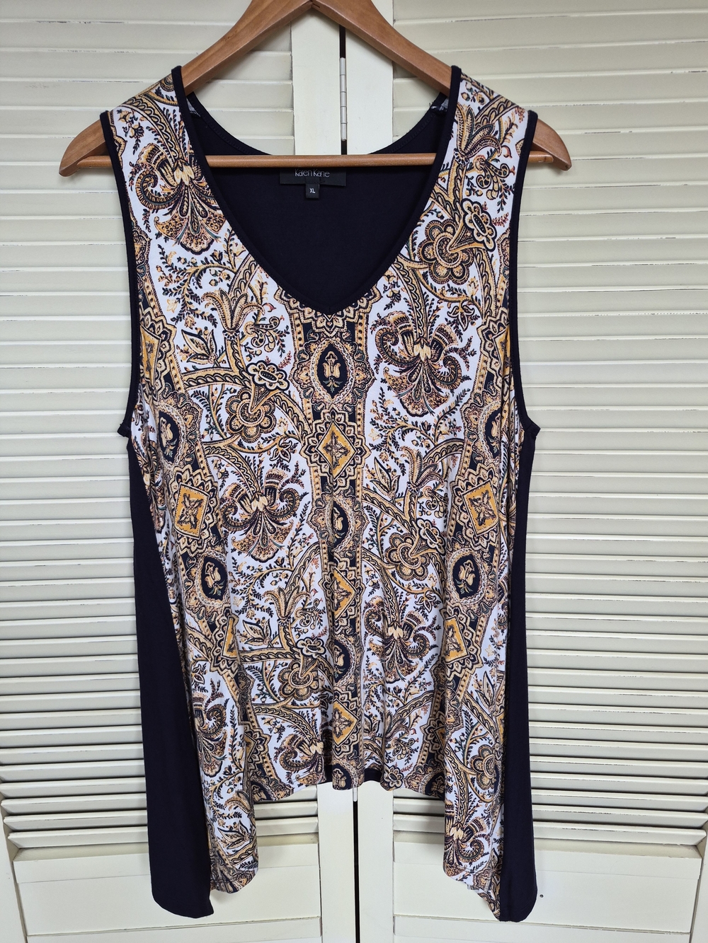 Karen Kane Asymmetrical Hem Paisley Print Tank Top XL